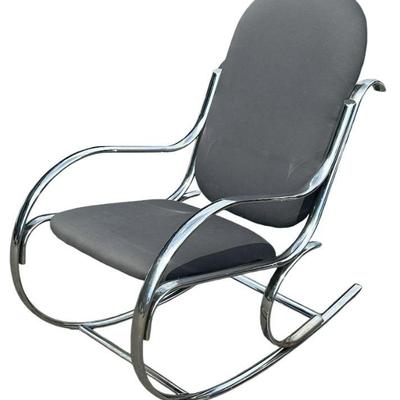 Mid Century Modern THONET Style Chrome Rocking Chair