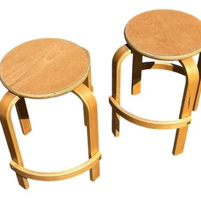 ALVAR AALTO Style Stools, Pair