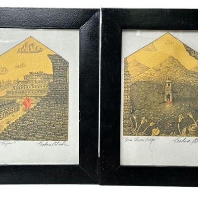 Pair Signed Sacred Heart Prints, "El Tajin"