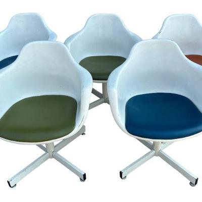 5 EAMES Style Shell Chairs, Mid Century