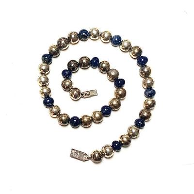 Mexican 925 Lapis Lazuli and sterling bead necklace