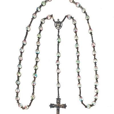 Sterling rosary w/ multi-colored glass beads