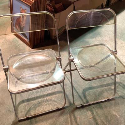 Pr. of Anonima Castelli mid century Lucite folding chairs