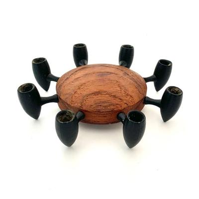 Mid-century Digsmed teak and cast iron candle holder, Denmark