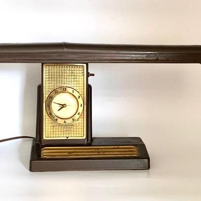 Art Deco Telechron desk lamp and clock