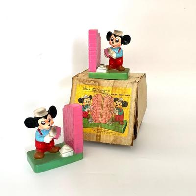 Vtg. Mickey Mouse bookends w/ original box