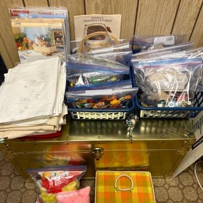 Sewing, crafting and needlepoint supplies. 