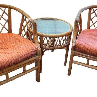 2 Ratan Chairs and Table Set * 2 Chairs & 1 Table * Made in the Phillipenes
