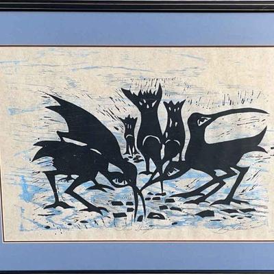 “The Group” by Mary Stenov * Ink Cut Relief * 4/10
