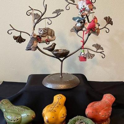 Metal Bird Nest Ornament Tree * Woodland Ornaments * Musical Ceramic Birds Etc
