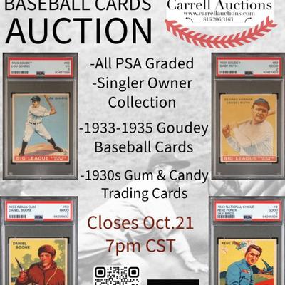 Baseball & Trading Cards Auction Ends Oct. 21 @ 7pm cST