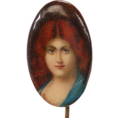 Victorian miniature portrait stick pin
