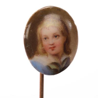 Victorian miniature portrait stickpin