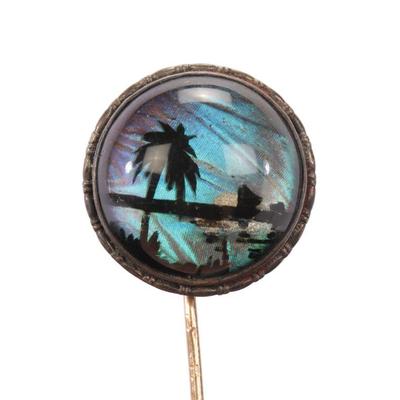 Victorian reverse painted crystal