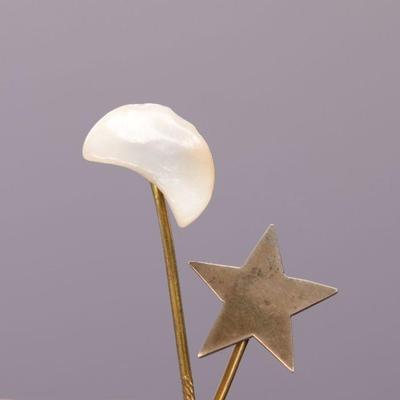 Star made from Sterling silver dollar coin & mother of pearl moon