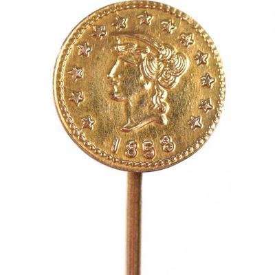 1858 California Gold fractional Liberty Head coin pin