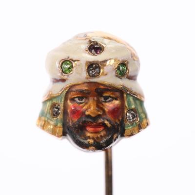 14 kt gold enamel jeweled Egyptian Revival
