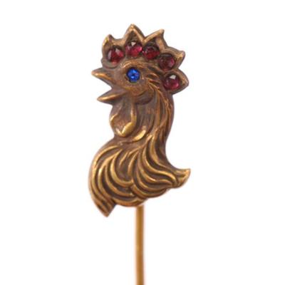 Victorian jewled Rooster pin