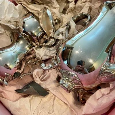 Silverplate tea service never out of box