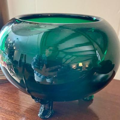 Emerald green rose bowl