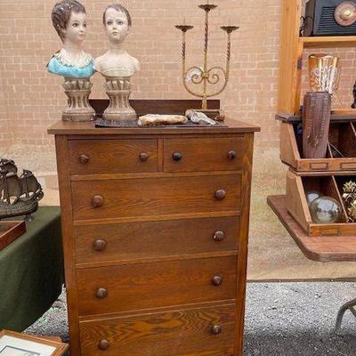 vintage furniture, vintage dresser, busts, sculptures, vintage home decor