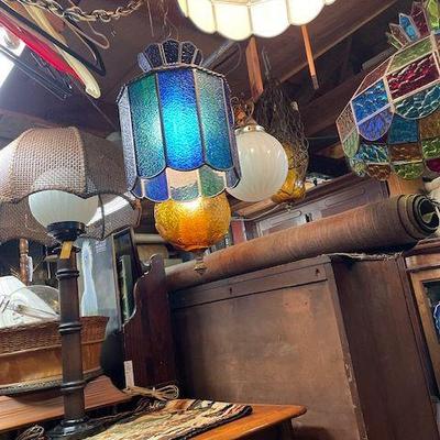 vintage lighting, vintage lamps, swag lights, hanging lights