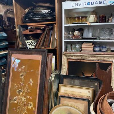 vintage art, trays, glassware