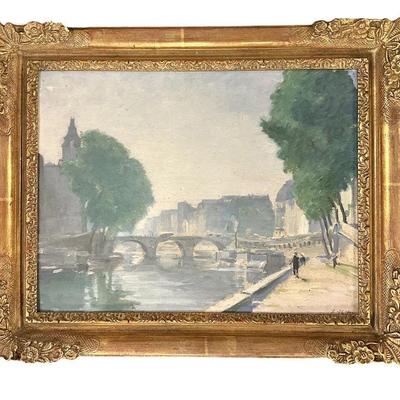 EUGENE THIERY (1875-1961 PONT MARIE OIL