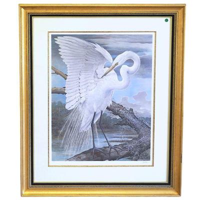 LARGE BASIL EDE LTD ED AMERICAN EGRET LITHOGRAPH