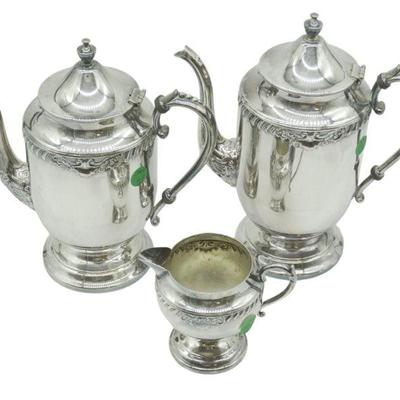 SHERIDAN 3 PC SILVER ON COPPER TEA SET