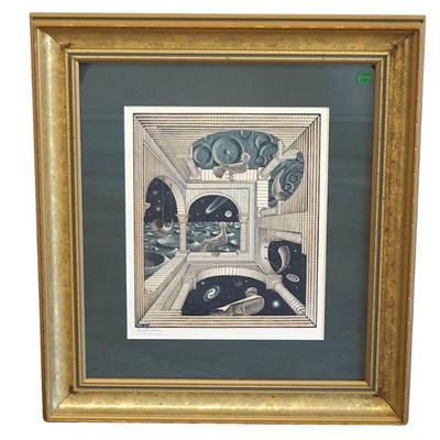 MAURITS CORNELIS ESCHER OTHER WORLD WOODBLOCK