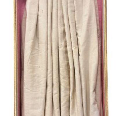 ANTIQUE CHILDRENS CHRISTENING GOWN IN GOLD FRAMED SHADOW BOX