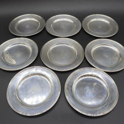 8 VINTAGE STERLING SILVER BREAD PLATES