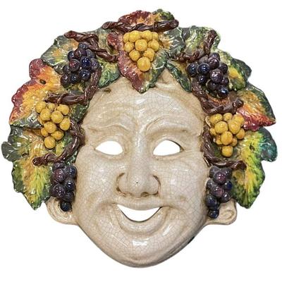 LARGE ITALIAN MAJOLICA BACCHUS MASK