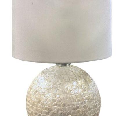 CONTEMPORARY CAPIZ SHELL LAMP WITH LUCITE BASE