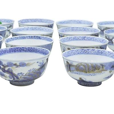 16 RARE JAPANESE MEIJI ARITA BOWLS FUKUROKUJU