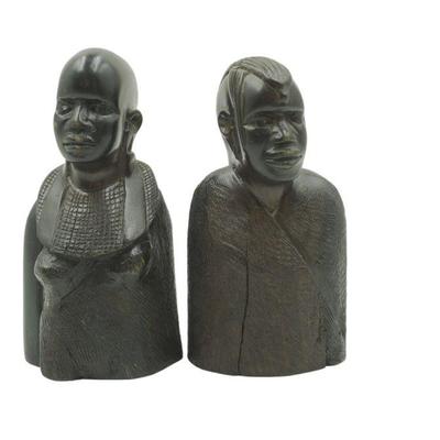 PAIR OF AFRICAN EBONY WOOD CARVINGS