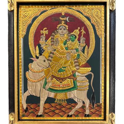 ANTIQUE TANJORE PAINTING YASHODA & KRISHNA