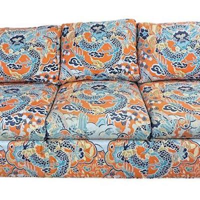WESLEY HALL SOFA CORAL & TURQUOISE IMPERIAL DRAGON
