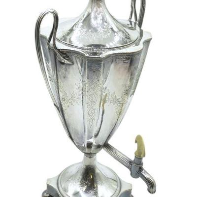 LARGE AESTHETIC ERA SHEFFIELD PLATE TEA URN