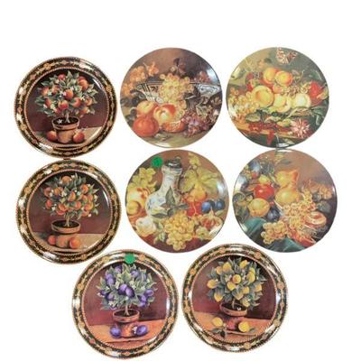 8 FRENCH LIMOGES PORCELAIN STILL LIFE FRUIT PLATES