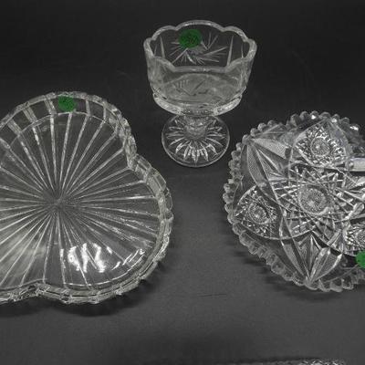 4 pc VINTAGE CUT CRYSTAL & GLASS