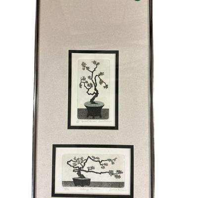 LEO DONAHUE FRAMED CHERRY BLOSSOM ETCHINGS
