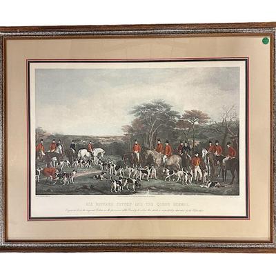 AFTER SIR FRANCIS GRANT (1803-1878) FREDERICK BROMLEY "RICHARD SUTTON & THE QUORN HOUNDS" ENGRAVING