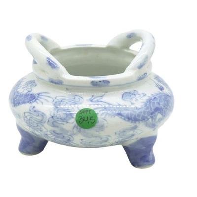 ASIAN PORCELAIN BLUE AND WHITE INCENSE BURNER