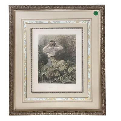 ANTIQUE LEON POHLE ENGRAVING WEAVING THE MAY CORONET
