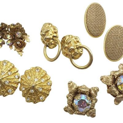 5 PAIRS OF MID-CENTURY CLIP ON EARRINGS - NORMA JEAN, MIMI DI NI, ETC.