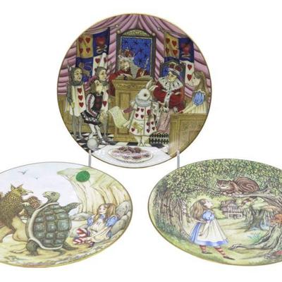 3 ALICE IN WONDERLAND PORCELAIN LIMOGES COLLECTORS PLATES