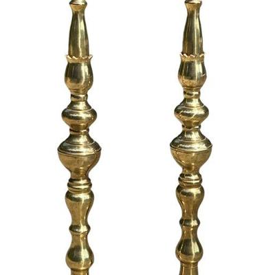 PAIR LARGE BRASS ALTAR CANDLEHOLDERS