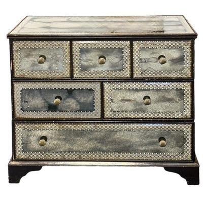 MATCHED PAIR OF VERRE EGLOMISE CHESTS